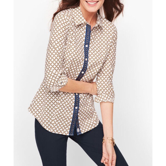 Talbots Tops - Talbots Size 4 Chain-Link Non-Iron Button Long Sleeve Perfect Shirt Women’s EUC